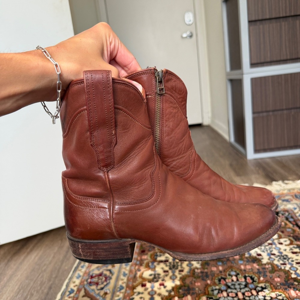 Tecovas Boots Women's 7.5D Brown The Dean Western Cowboy Leather Zip Ankle Boot